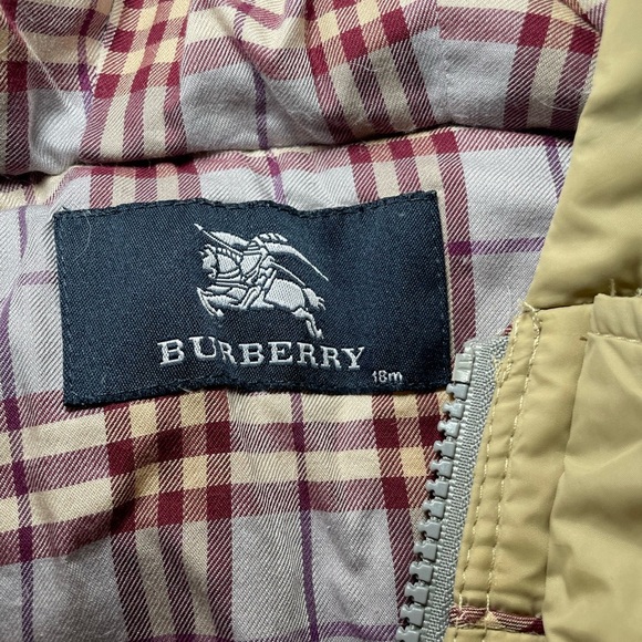 EUC Burberry Beige Jacket with Plaid Lining sz 18 Mos - Picture 2 of 10